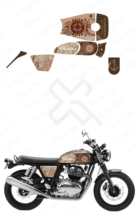 Treasure Map Edition Full Body Sticker Compatible with Interceptor 650 | Made in Premium Matte Vinyl with FPF (Fade Protection Film), Precut Sticker, Waterproof, Pack of 1